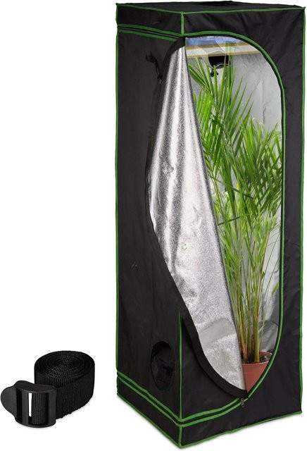 Relaxdays Growzelt aus Polyester und Stahl in Schwarz, lichtdicht, B/T/H: 60 x 60 x 180 cm - Bild 1