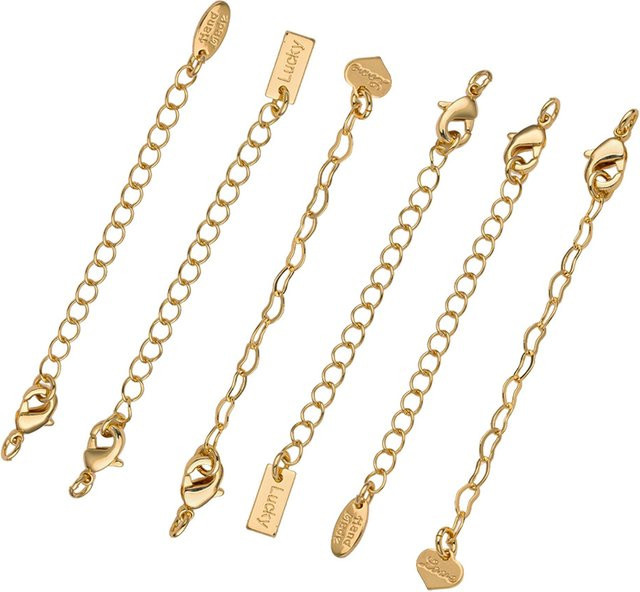 Kettenverlängerung Herz-Charm, 18 Karat vergoldetes Messing, 2 Stück - Bild 1