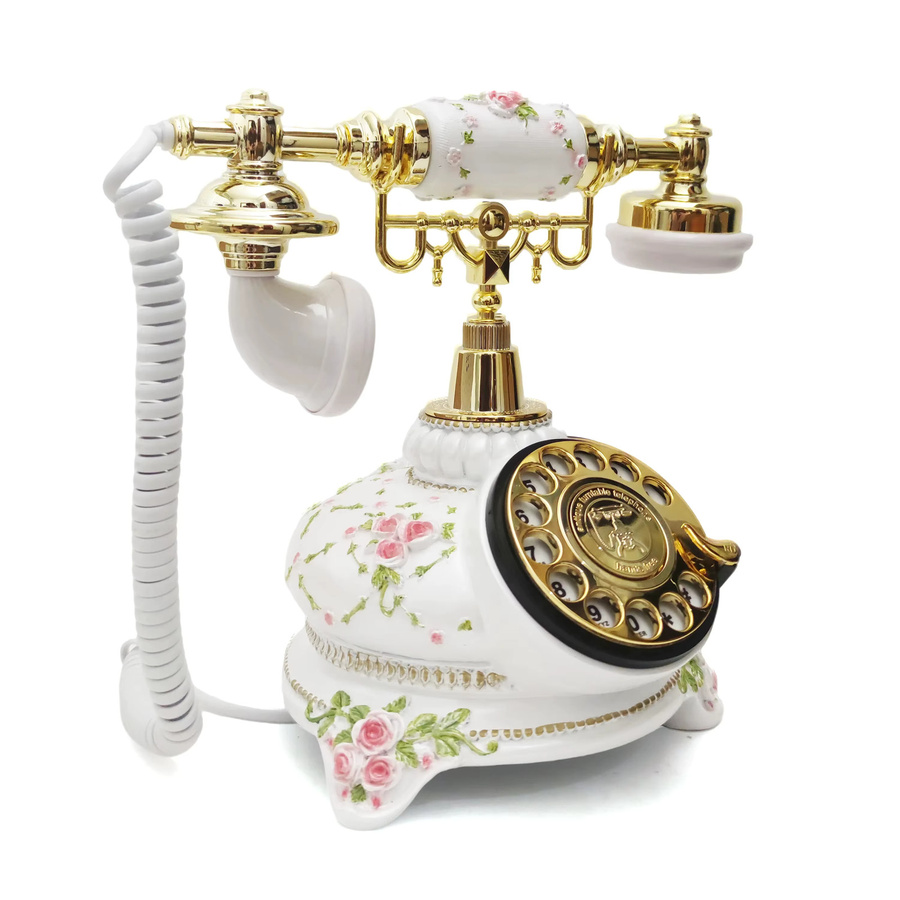 Hochzeits-Audio-Gästebuch Retro-Telefon mit Wählscheibe in Gold oder Weiß - Bild 1