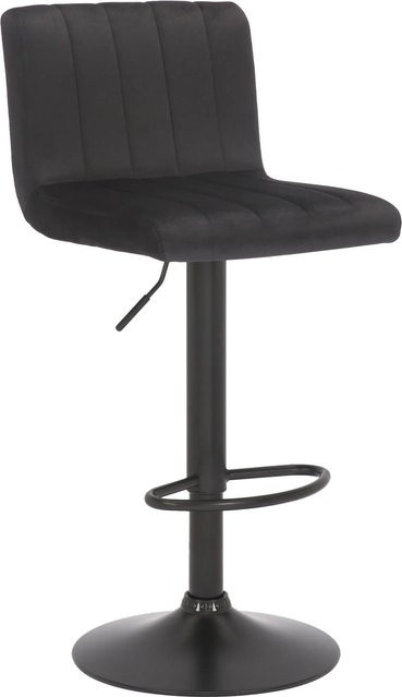 DELUKE Barhocker NUBEL Barstuhl aus Samt in Schwarz, höhenverstellbar, drehbar mit Lehne, B/T/H: 41 x 49 x 87 cm - Bild 1