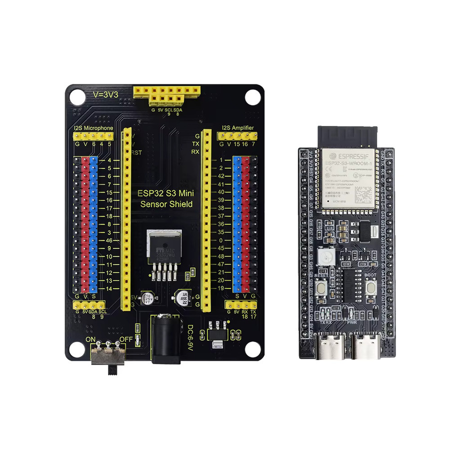 Keyestudio ESP32-S3 Mini Entwicklungsboard Set mit N16R8, 44-Pin Shield und USB-C Kabel, Schwarz - Bild 6