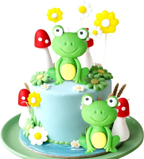 LaVenty Kuchendekoration mit Frosch, Pilzhütten und Gänseblümchen in Mehrfarbig - Bild 1