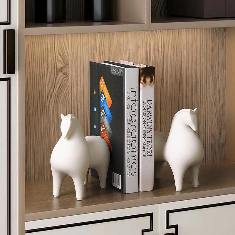 Tangma Keramikornamente Pferd von Yiran Furniture, weiße Tischdekoration als Paar - Bild 4