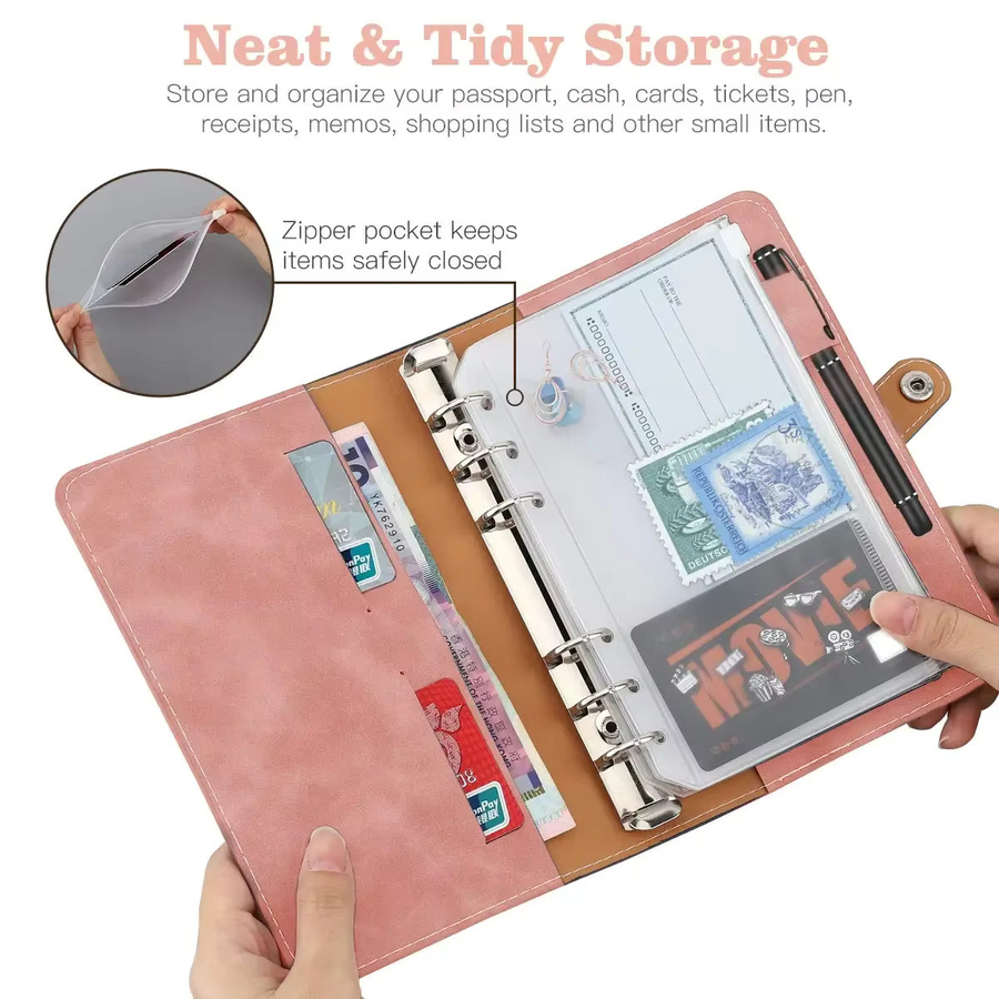 A6 Budget Binder Planer aus PU-Leder mit 6-Loch-Bindung für dein Tagebuch und deine Agenda - Bild 2