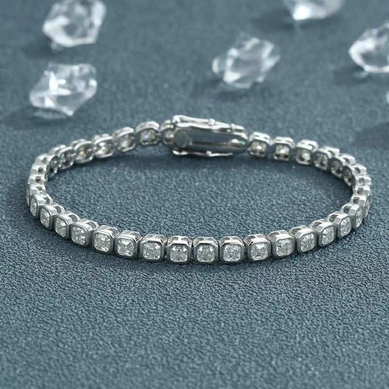 EWYA Tennisarmband, 925 Silber, Moissanit, Damen Herren - Bild 2