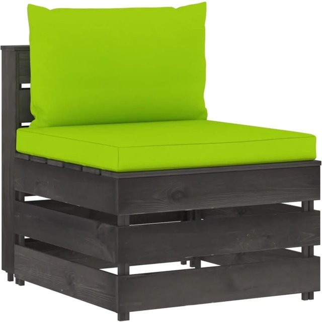 vidaXL Modulares Mittelsofa in Grau mit Kissen aus kesseldruckimprägniertem Kiefernholz und Polyester-Stoff - Bild 1