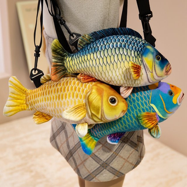 MIAOOWA Simulierte Fisch Plüsch Umhängetasche, 3D Gedruckt, Bunt / Mehrfarbig - Bild 1