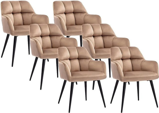Vente-unique Stuhl Pega in Beige aus Samt mit Metallgestell, Breite: 58,5 cm - Bild 1