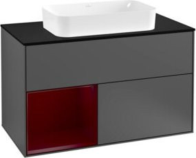 Villeroy & Boch Finion Waschtischunterschrank mit Abdeckplatte, Anthrazit matt, Breite: 100 cm, Tiefe: 60,3 cm - Bild 1