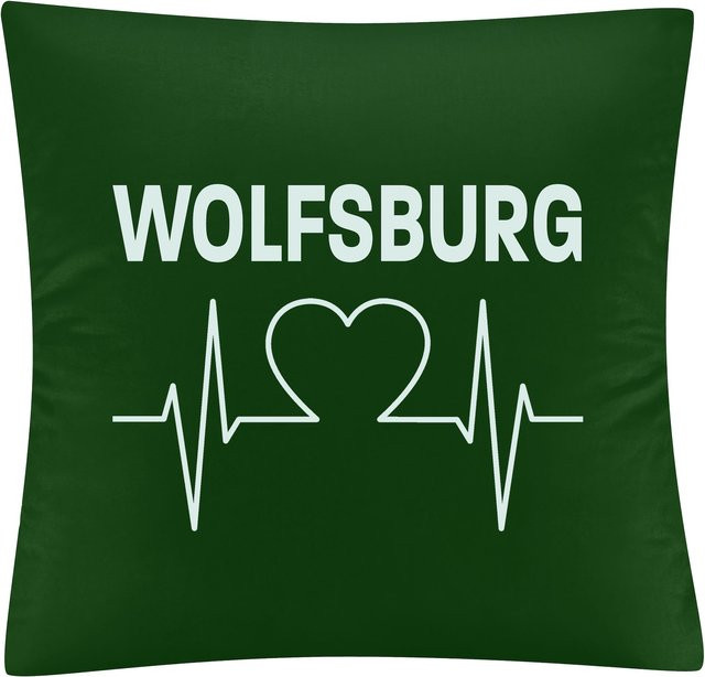 Kissenbezug multifanshop Wolfsburg Herzschlag Druck weiß - Bild 1