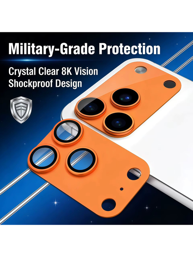 PJPK Metalllinsenschutzfolie aus gehärtetem Glas für iPhone 17 Pro Max, iPhone 17 Pro und 17 Air in Orange - Bild 5