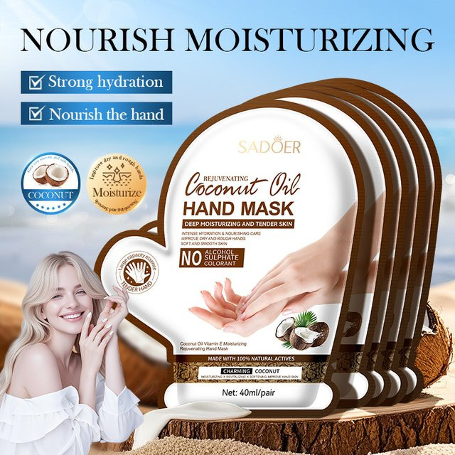 SADOER Coconut Hand Mask, Feuchtigkeitsspendend, Unisex - Bild 1