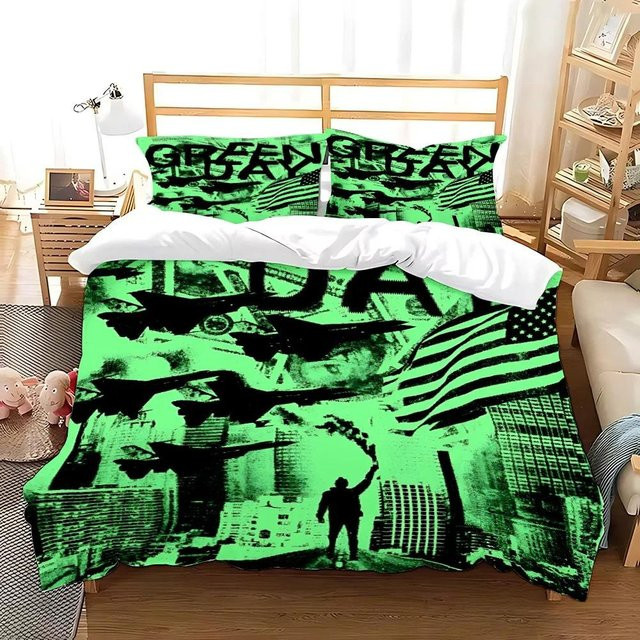 Green Day American Idiot Bettwäsche Set aus Mikrofaser in Grün, 3-teilig, B/H: 210 x 210 cm - Bild 1