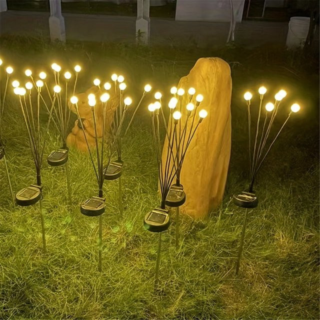 RXSFY Solarbetriebene LED Glühwürmchen Gartenleuchten, Wasserdicht, Warmweiß, Schwarz - Bild 1