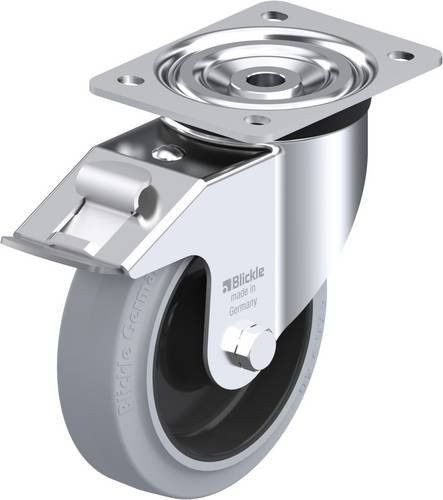 Blickle L-POEV 160R-FI-SG Lenkrolle mit Feststeller, Rad-Durchmesser: 160 mm, Tragfähigkeit: 400 kg, Farbe: Grau/Schwarz/Blau - Bild 1