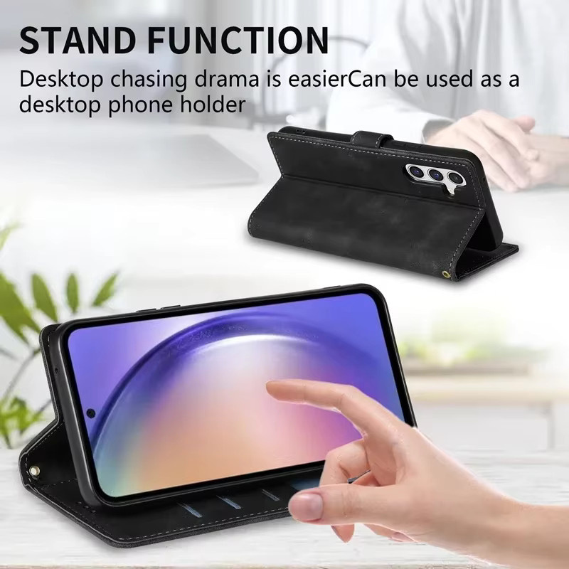 JGG Lederhülle Brieftasche mit Kartenfach und Magnetverschluss für Samsung Galaxy S25 Ultra S24 S23 Plus S22 S21 FE S20 FE Note 20 10 Lite 9 in Schwarz - Bild 4