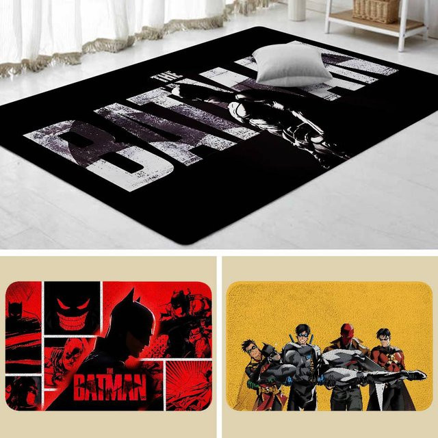 Mesuca Batman Klassischer Teppich in Schwarz, Rutschfeste Rechteckige Matte für Badezimmer oder Eingangsbereich, B/T: 60 x 40 cm - Bild 1