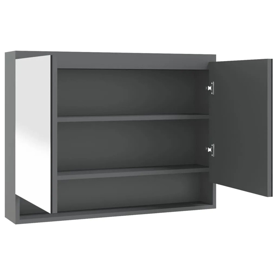 vidaXL Spiegelschrank fürs Bad in Grau, modern und matt, B/H/T: 80 x 60 x 15 cm - Bild 2