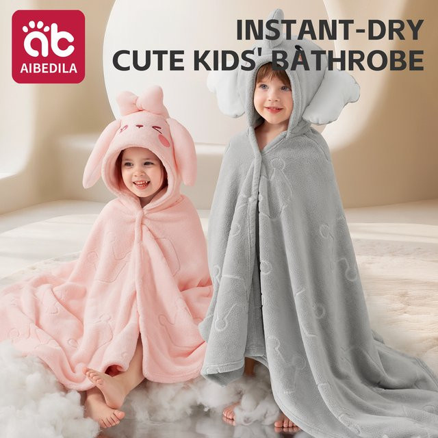 AIBEDILA Kinder-Bademantel mit Kapuze im niedlichen Tier-Design, weiches und saugfähiges Baby-Badetuch für Neugeborene und Kinder - Bild 1