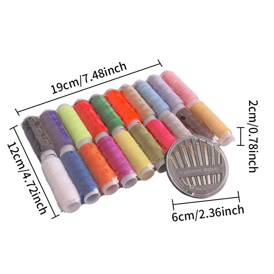 Nähgarn-Set aus Polyester in 20 Farben mit 30 sortierten Handnähnadeln, Multicolour - Bild 2