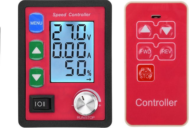 PWM DC Motor Drehzahlregler mit Display und Fernbedienung für 12V 24V 48V in Rot - Bild 1