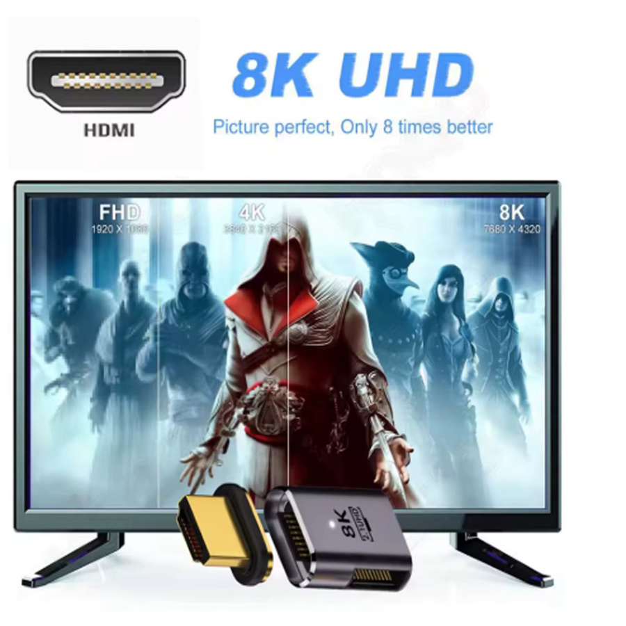 JoniSerl Magnetischer 8K HDMI Adapter Stecker auf Buchse mit 48Gbps und eARC für TV-Box und PS5 - Bild 3