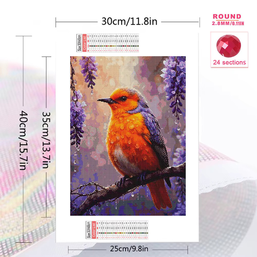 Evershine Diamant Mosaik DIY Set Vogel als 5D Kreuzstich Stickerei in Mehrfarbig mit runden Steinen zur Wanddekoration - Bild 2