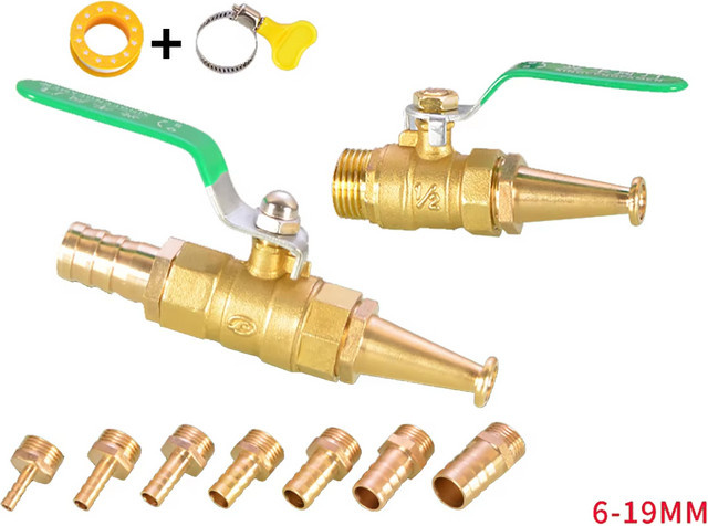 Feuer Reel Spritzpistole mit Kupfer Kugelhahn und Pagode Kopf Düse in Gold/Messing mit 1/2 Zoll NPT Anschluss - Bild 1