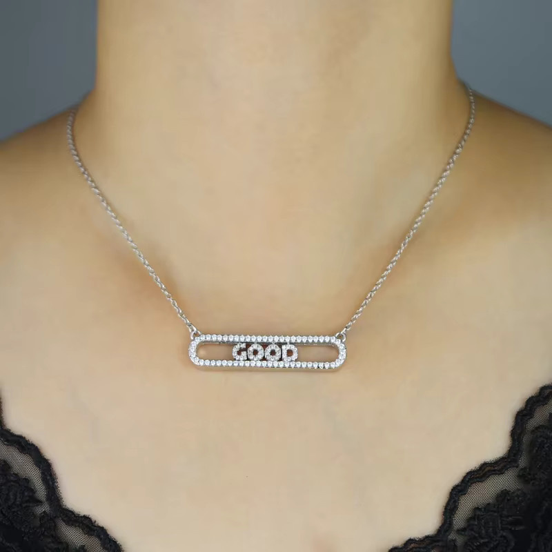 TASTEWAITTING Halskette, Buchstaben Namen Anhänger, Silber, Zirkonia, Unisex - Bild 3