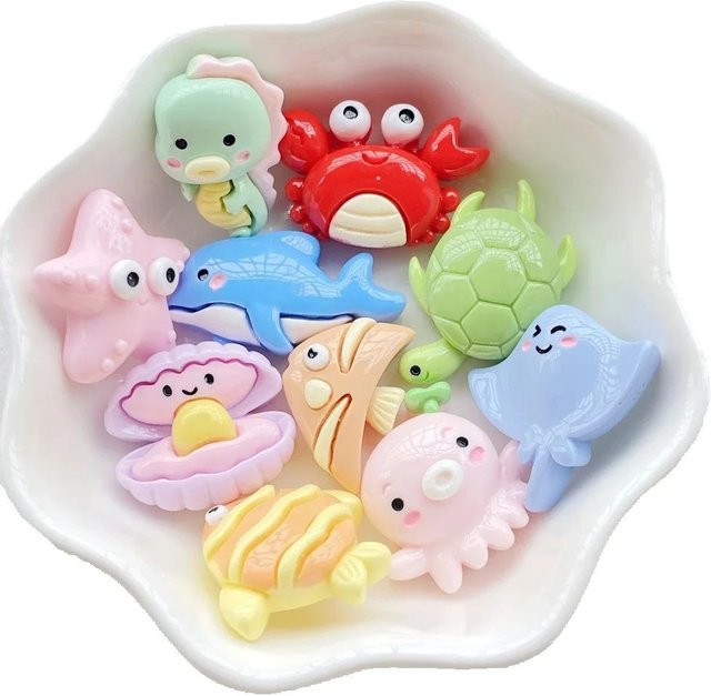 10 Stück TSXJY Meeresbewohner Figuren aus Resin in Multicolor für Scrapbooking und DIY Bastelzubehör - Bild 1