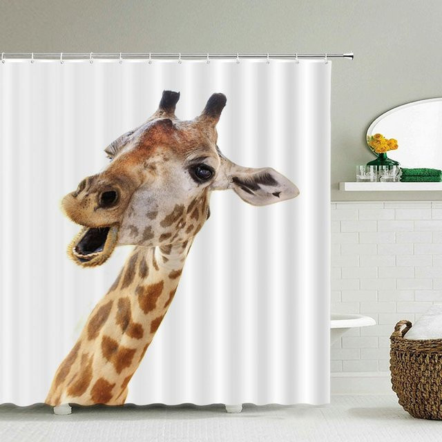 Baifenbai Home Furnishing Duschvorhang mit Affe und Orang-Utan Tierdruck aus wasserdichtem Polyester, B: 90 cm, H: 180 cm - Bild 1