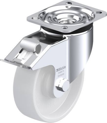 Blickle Lenkrolle LK-PO 125KA-1-FI mit Feststeller, silber/weiß, Rad-Durchmesser: 125 mm, Tragfähigkeit: 300 kg - Bild 1