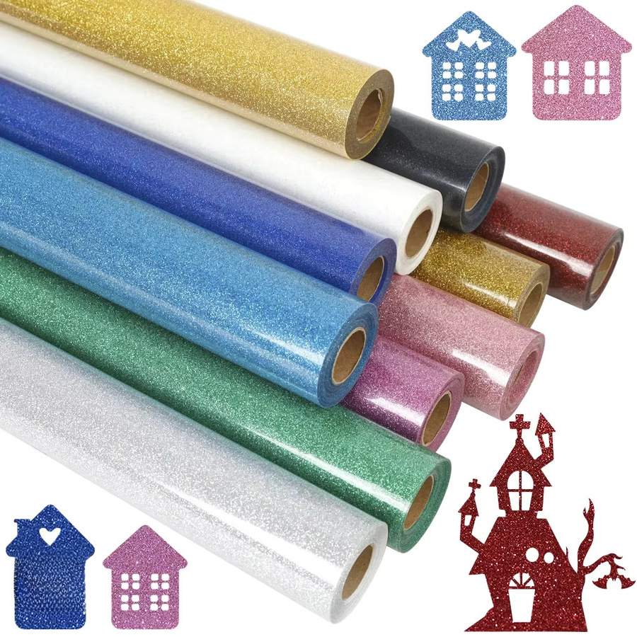 Glitzerndes Wärmeübertragungs-Vinyl zum Aufbügeln in Blau und Silber für Hemden und Cameo, Breite: 30,48 cm - Bild 3