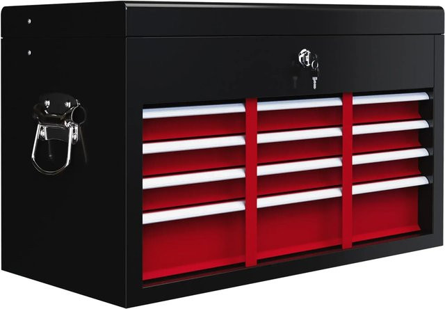 HOMCOM Werkzeugkasten aus Stahl in Rot und Schwarz mit 6 Schubladen und Schloss, B/T/H: 26 x 60 x 34 cm - Bild 1