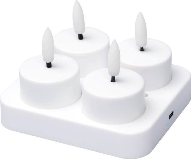 4er Set Viva Domo LED-Akku-Teelichter in Weiß mit Flackereffekt - Bild 1