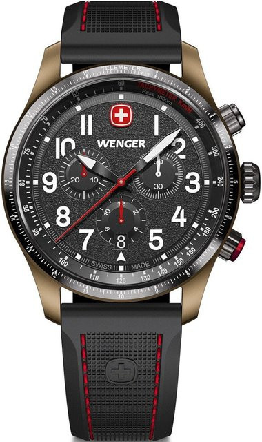 Wenger Chronograph, Quarz, Edelstahl, 43 mm, Silikon, Herren - Bild 1