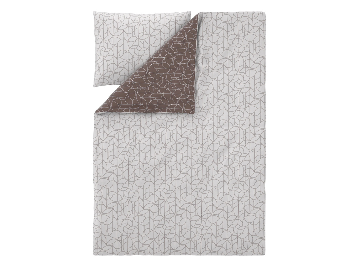 LIVARNO Mako-Satin Wendebettwäsche aus Baumwolle, Braun, B/H: 155 x 220 cm und 80 x 80 cm - Bild 2