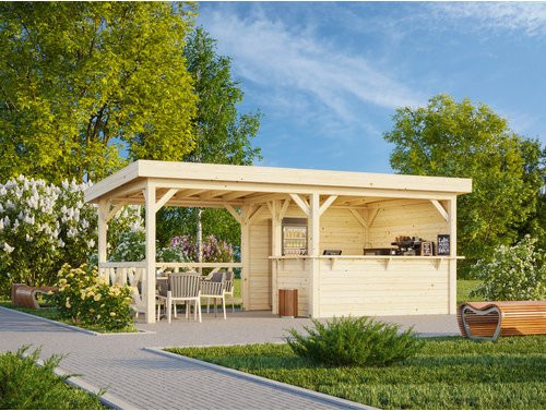 Palmako Pavillon Lenna Set 310 aus Fichtenholz in Braun mit Pultdach, B/H/T: 588 x 245 x 300 cm - Bild 3