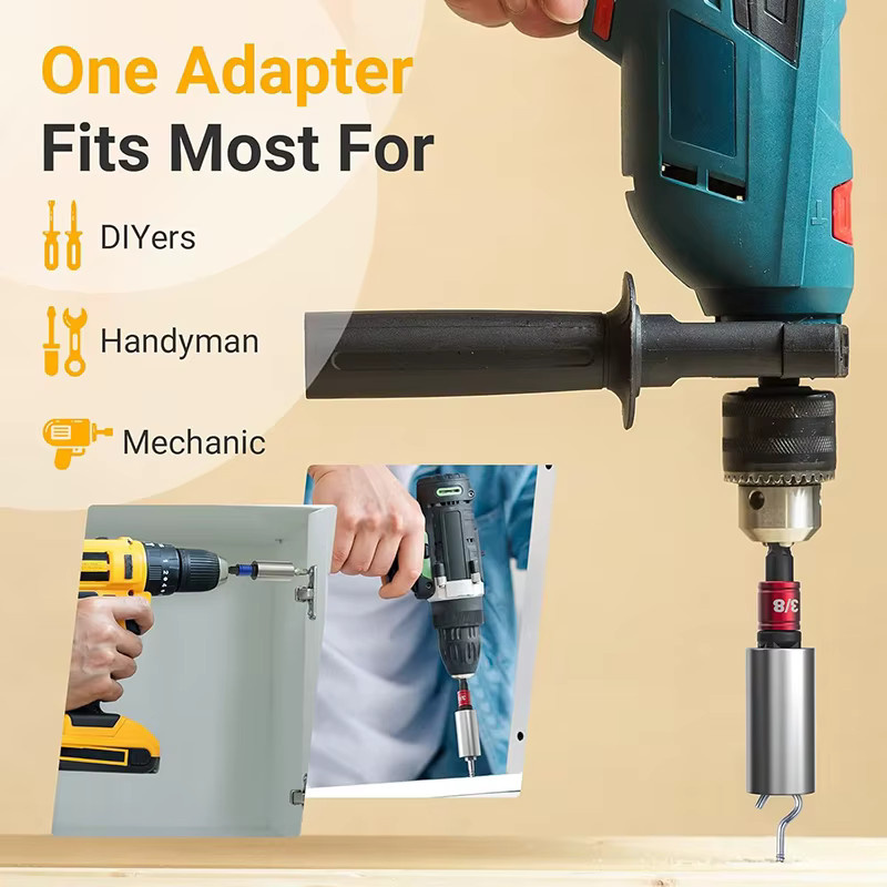 Steckschlüsseladapter Set mit 1/4 Zoll Sechskantschaft auf 1/4 Zoll, 3/8 Zoll und 1/2 Zoll Vierkantantrieb in Schwarz - Bild 3