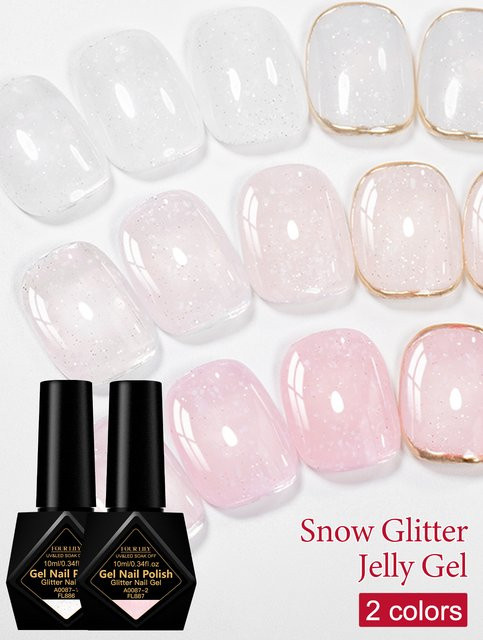 Four Lily Snow Glitter Jelly Gel, Milky White Pink Nude, Schimmernd, 10 ml - Bild 1