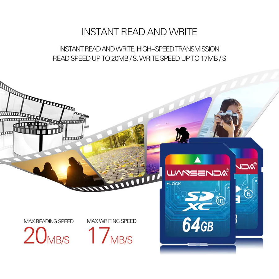 WANSENDA SDHC Speicherkarte für Digitalkameras, 64 GB, Blau - Bild 2