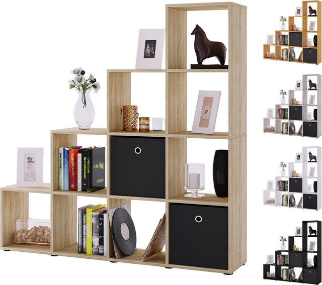 VCM Treppenregal Napoli in Buche braun, 10 Fächer, H x B x T: 139 x 143 x 29 cm - Bild 4