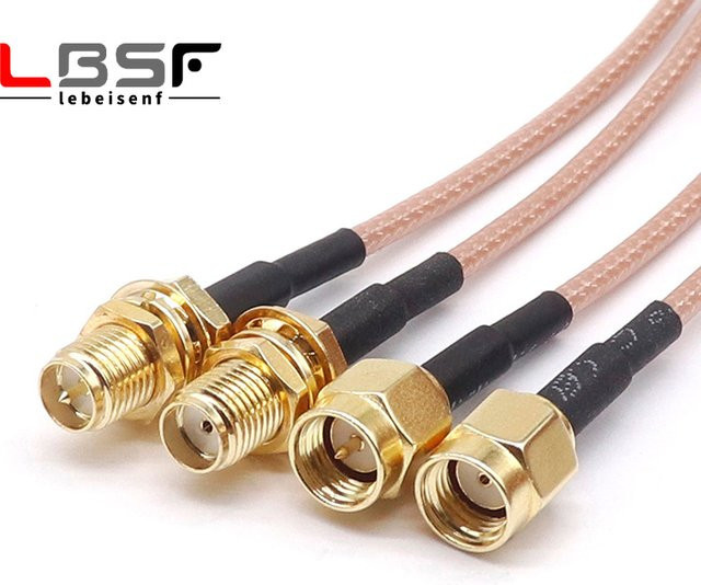 SMA-JK Antennenverlängerungskabel RG316 mit SMA Stecker und SMA Buchse in Gold - Bild 1