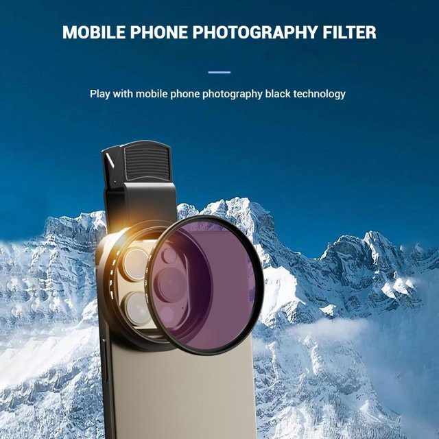 Universeller Clip-On ND Sternfilter und CPL Zirkularer Polarisationsfilter für Handykameras in Schwarz, 52mm Fotografie-Zubehör - Bild 1