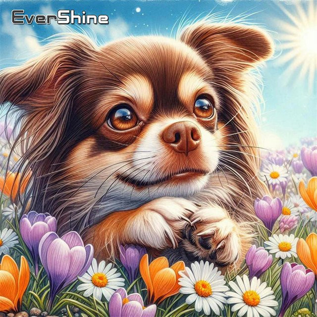 EverShine Diamant-Gemälde mit floralem Motiv und Gänseblümchen, Bastelset für Mosaik-Stickerei in Multicolour, Breite: 20 cm, Höhe: 20 cm - Bild 1