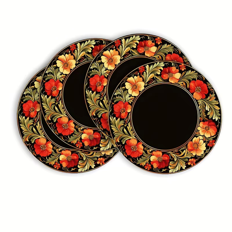 VIKAMA 4-teiliges Tischset-Set mit Vintage-Blumenmuster in Multicolor - Bild 2