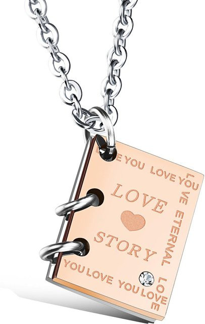 Rockyu Halskette, Edelstahl, Roségold, Zirkonia, Damen - Bild 1