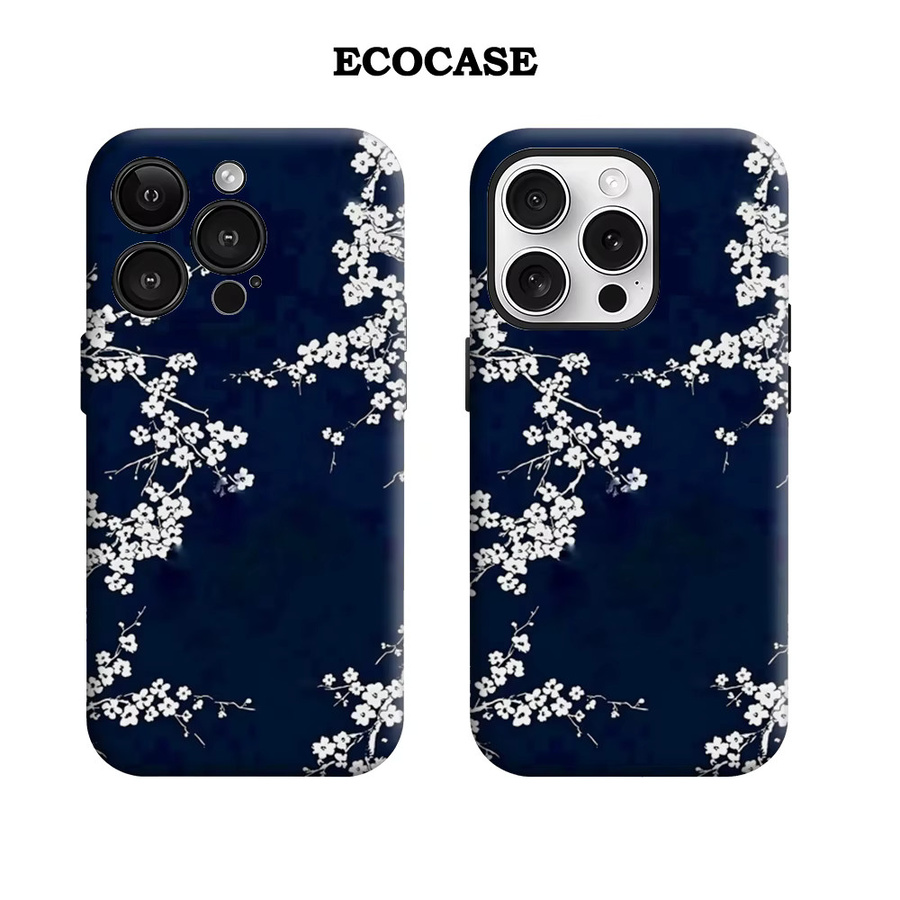 Midnight Blossom Handyhülle für iPhone 17 16 15 14 13 12 11 Pro Max Plus mit doppelschichtiger Rückseite in Blau - Bild 2