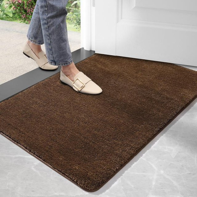 Anti-Rutsch-Eingangstürmatte aus Polyester in Braun, saugfähig und schmutzabweisend, B/B: 80 x 50 cm - Bild 1