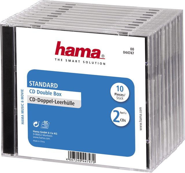Hama CD-Doppel-Leerhülle Standard, 10er-Pack, Transparent/Schwarz - Bild 1
